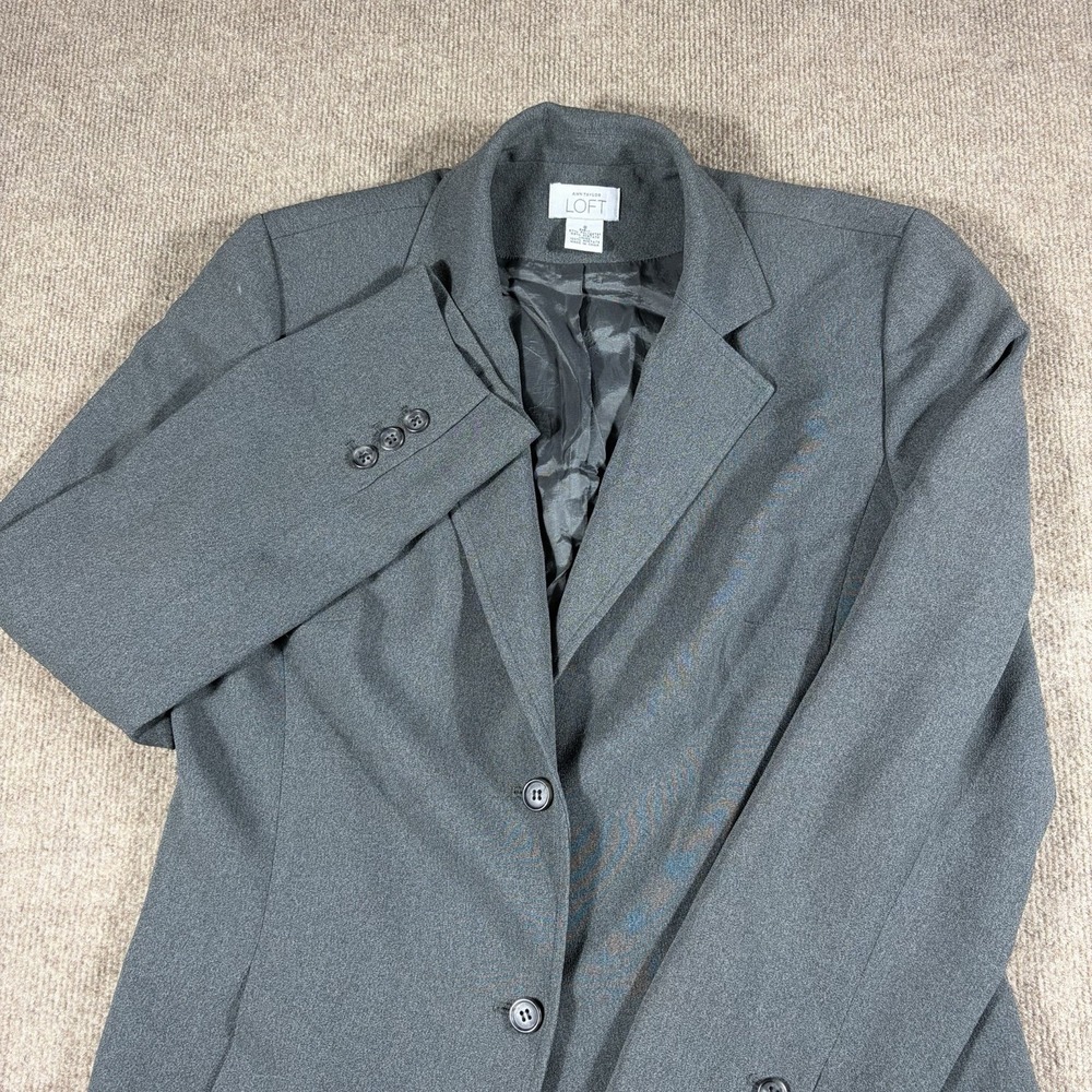 Ann Taylor Loft Women's Gray Suit Jacket Blazer Lightweight Size 8 Preppy